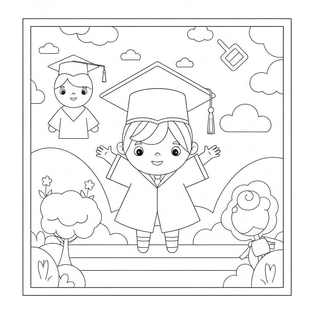 graduation baby coloring page