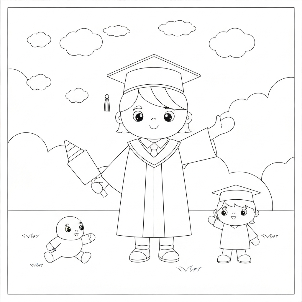 graduation cute coloring page