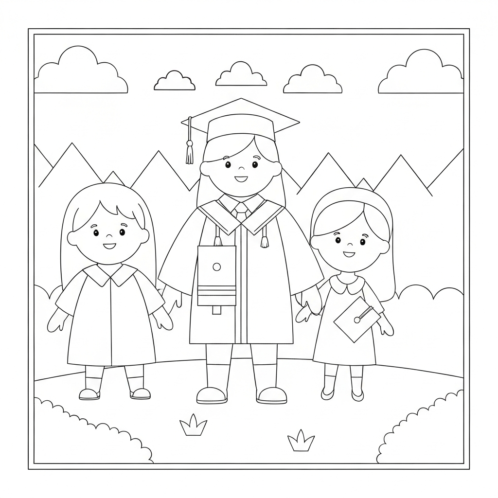 graduation family coloring page