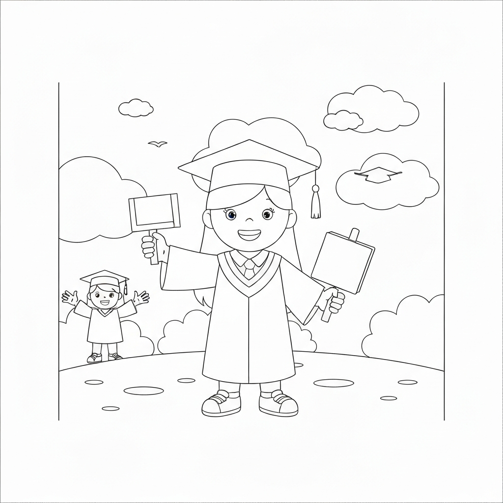 graduation simple coloring page
