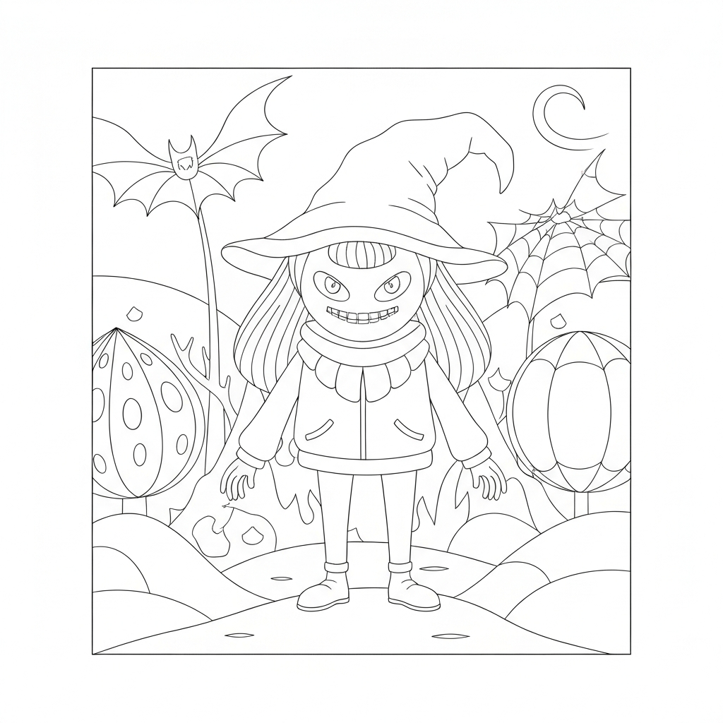 halloween adult abstract coloring page