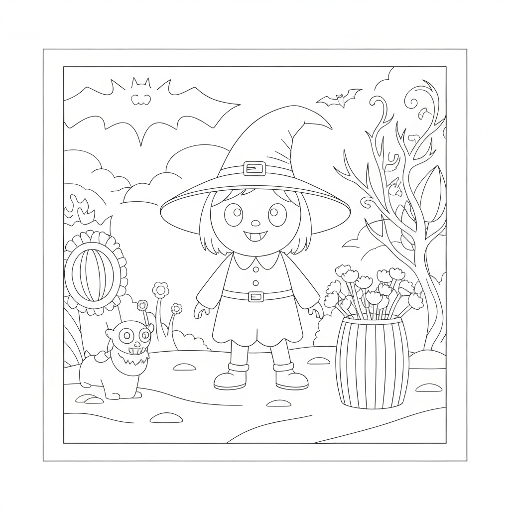 halloween adult cute coloring page