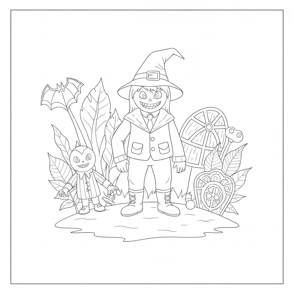 halloween adult detailed coloring page