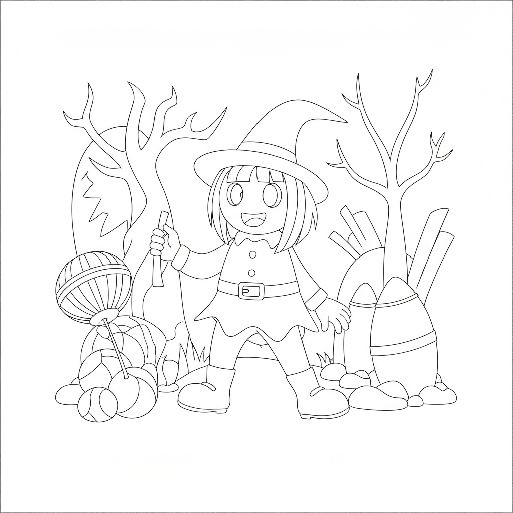 halloween adult easy coloring page