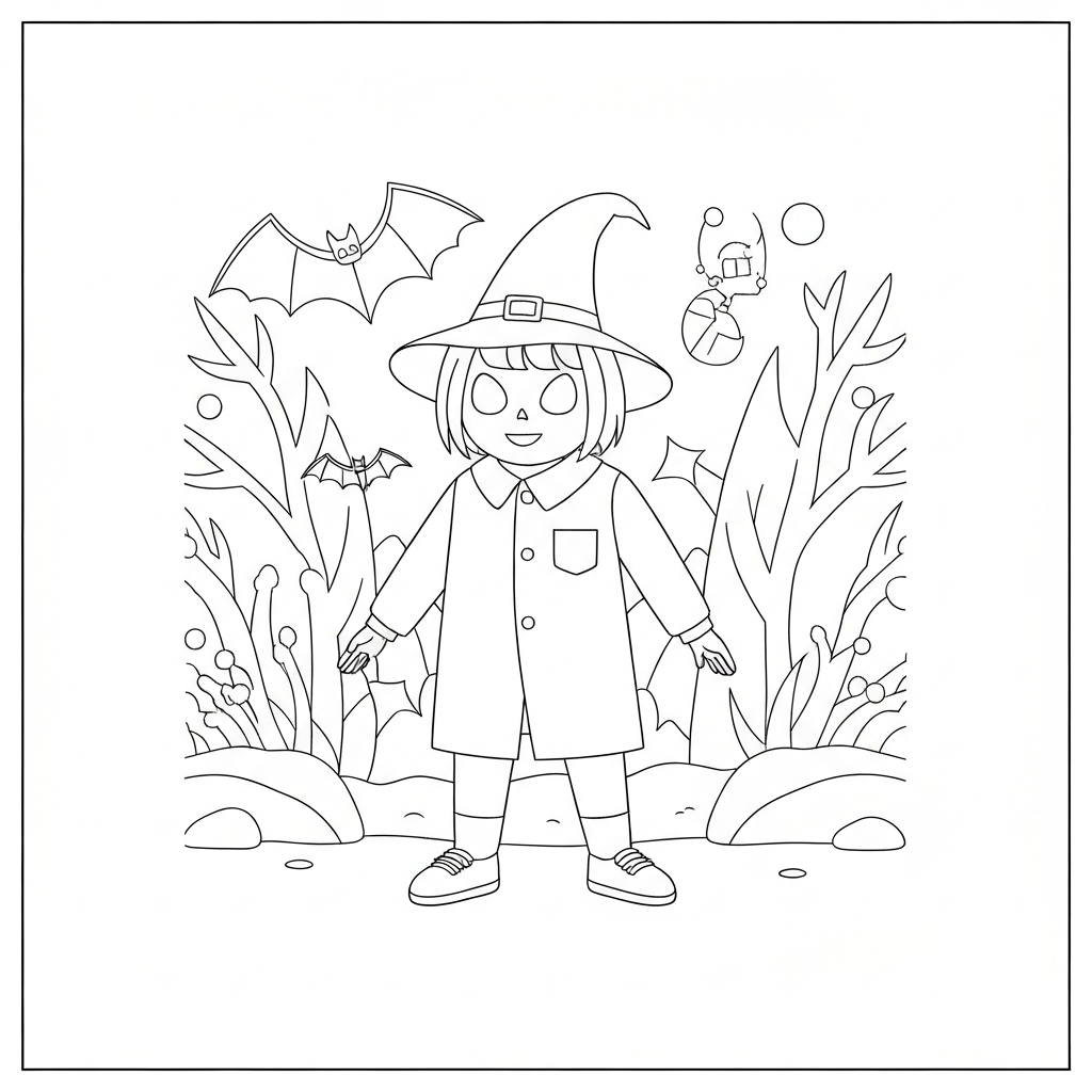 halloween adult portrait coloring page