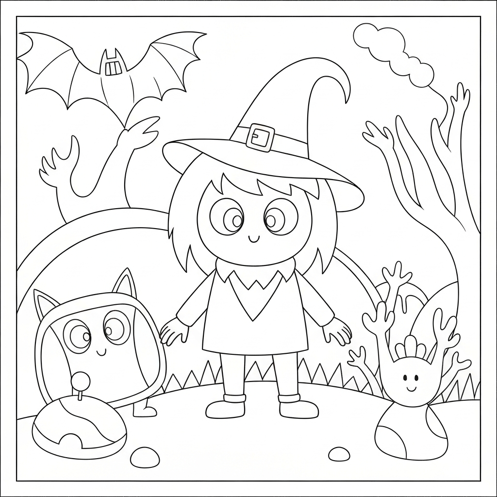 halloween adult simple coloring page