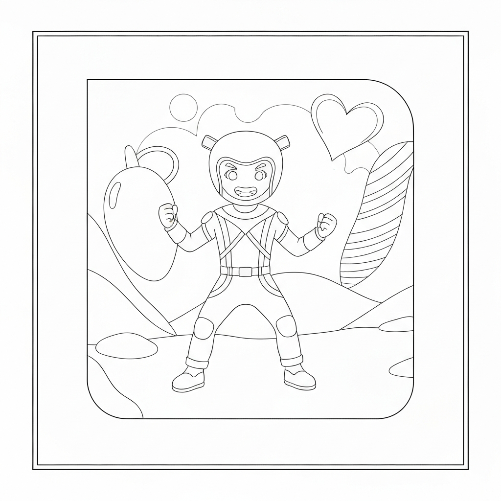 heart shape action coloring page