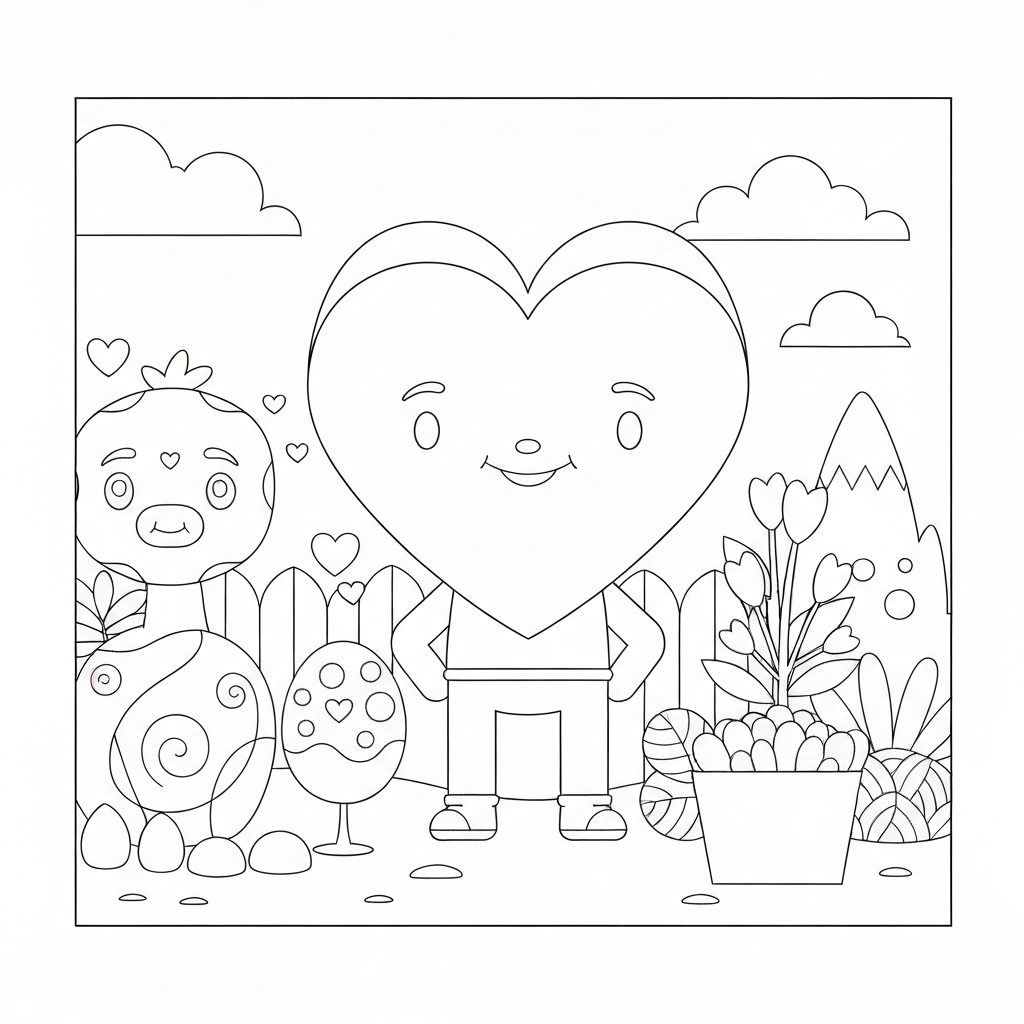 heart shape cute coloring page