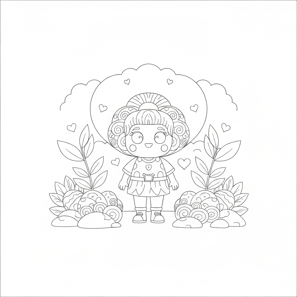 heart shape decorative coloring page