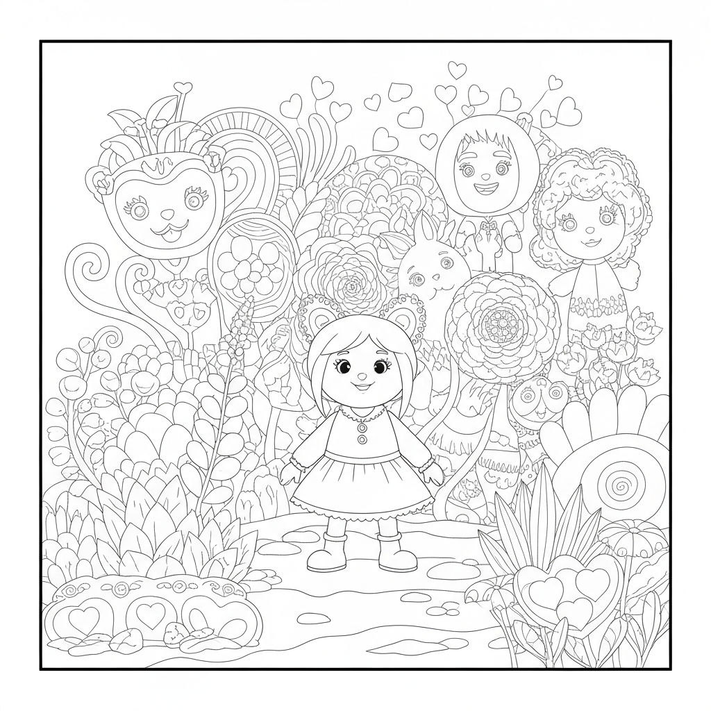 heart shape detailed coloring page
