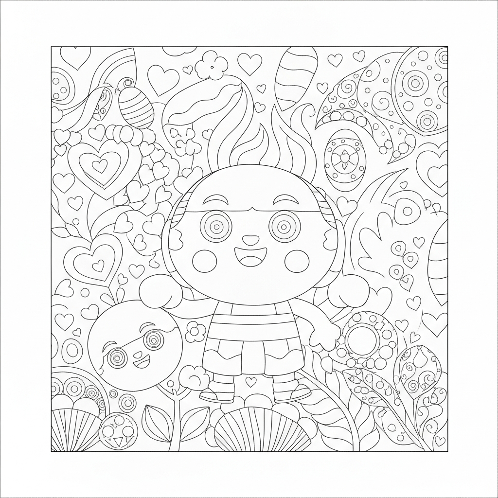 heart shape pattern coloring page