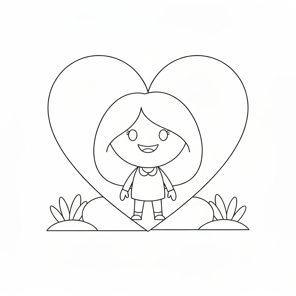 heart shape portrait coloring page