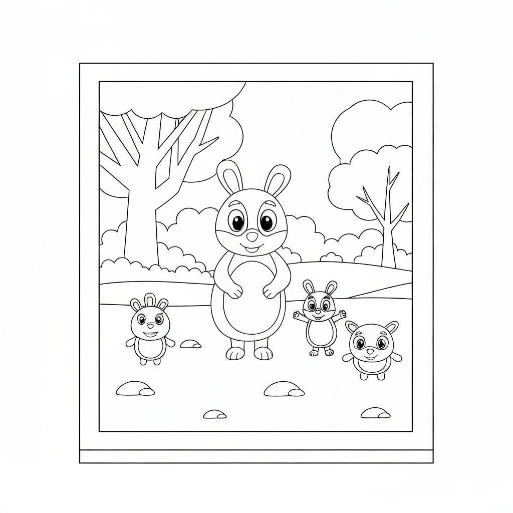 Igel Familien-Ausmalbild