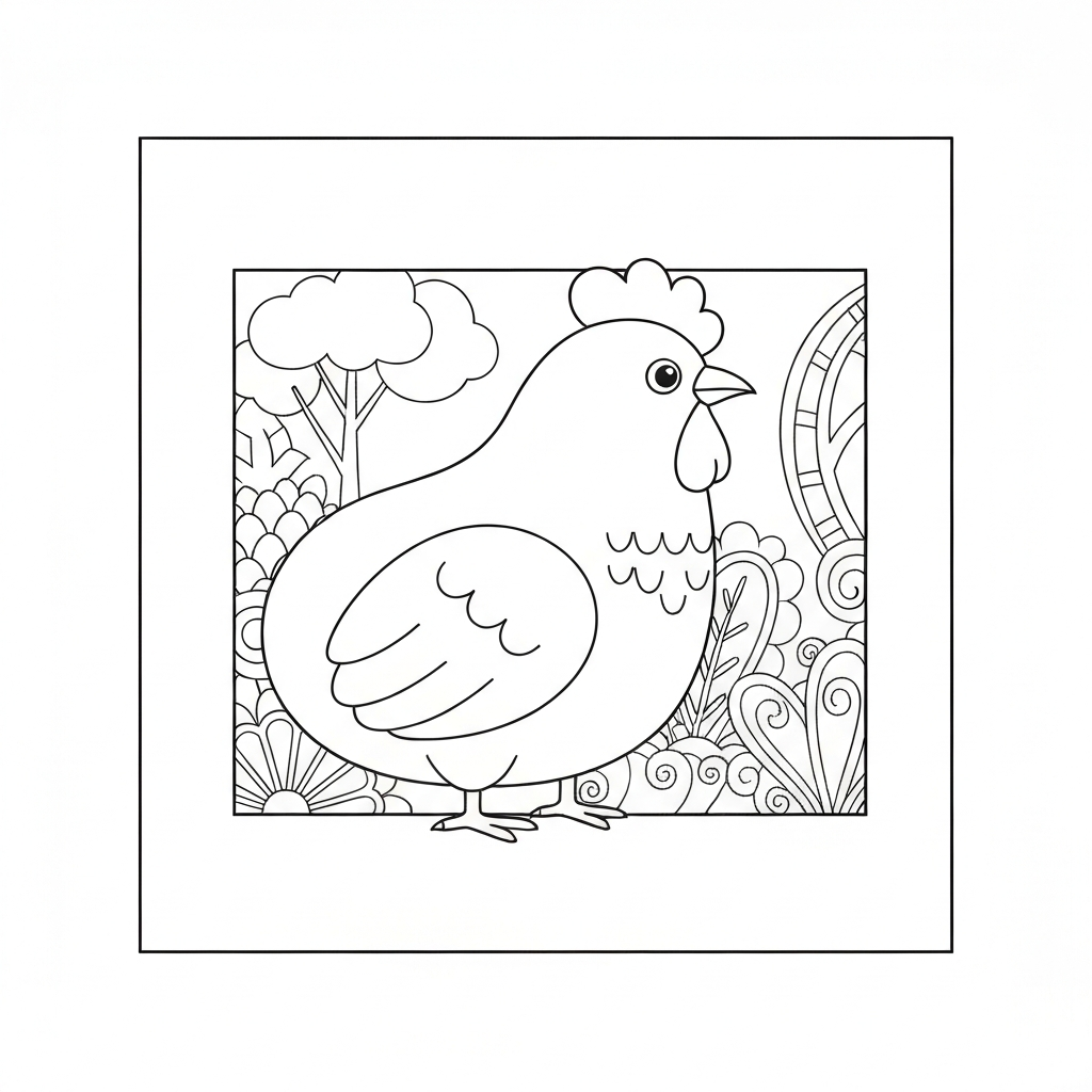hen abstract coloring page