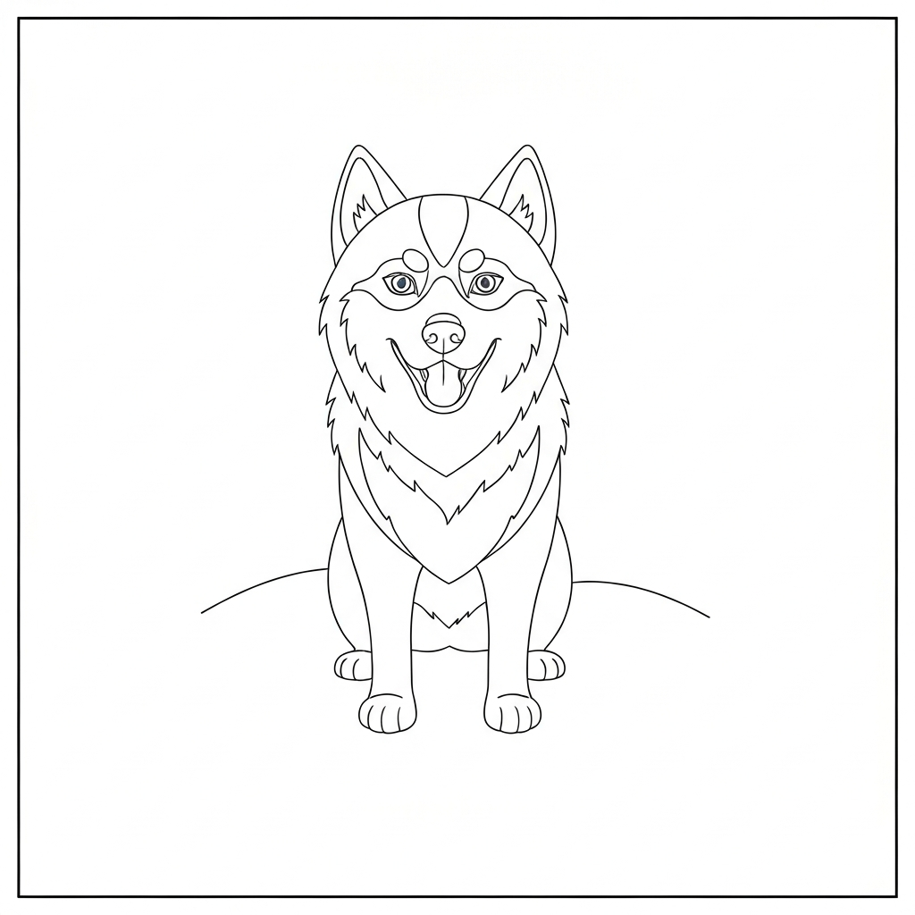 husky decorative coloring page