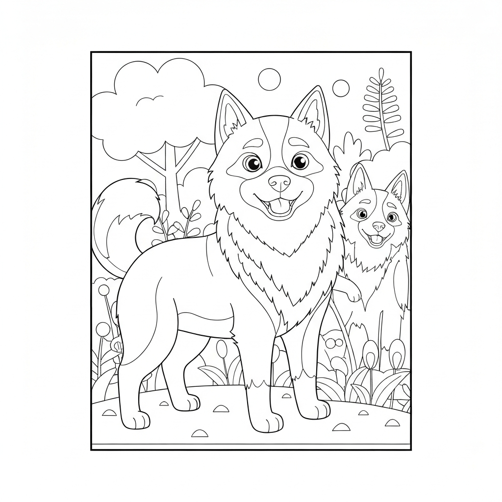 husky educational coloring page