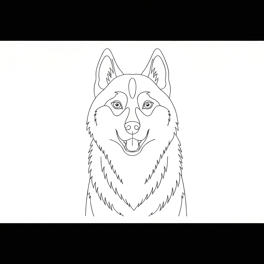 husky portrait coloring page