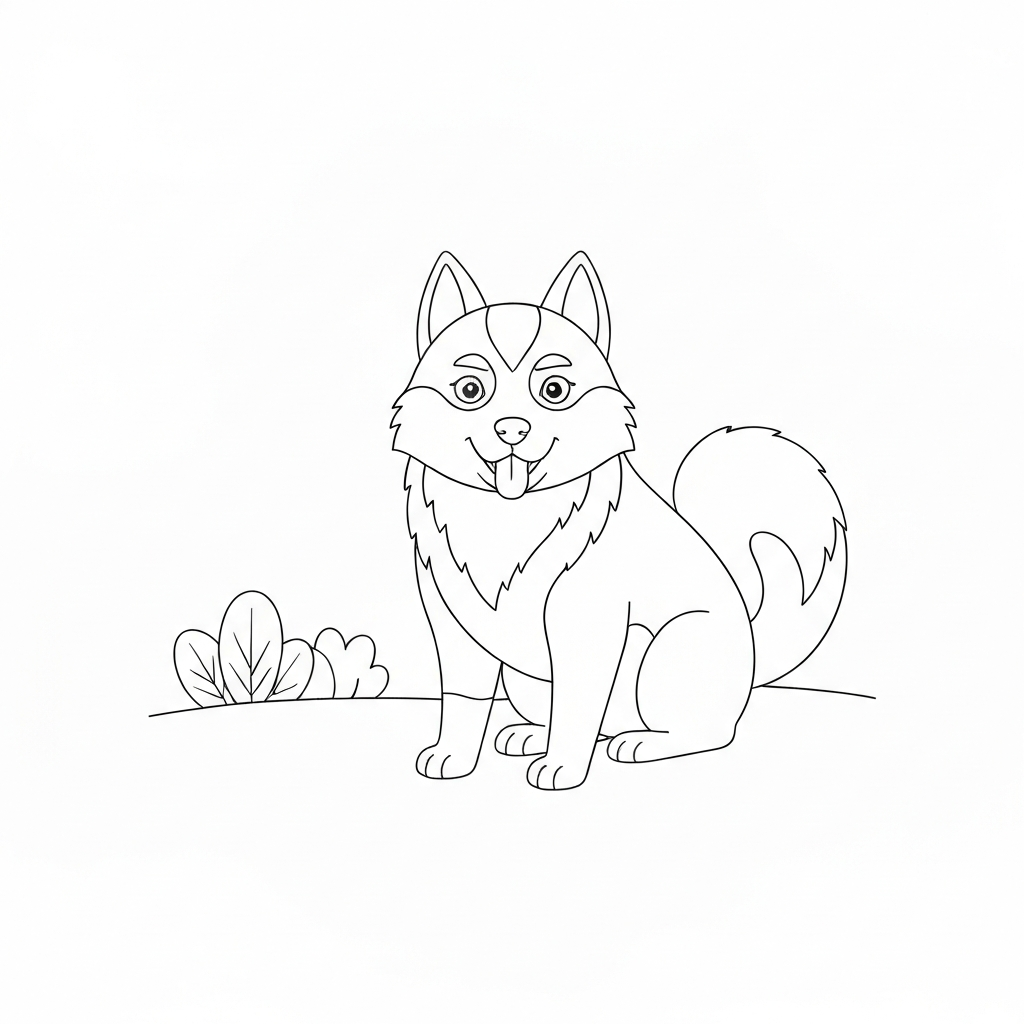 husky simple coloring page