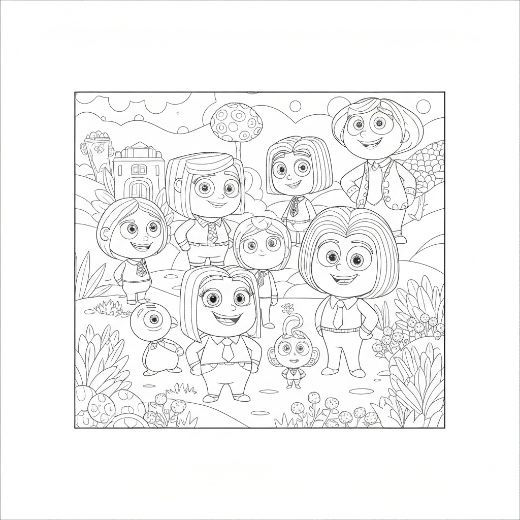 inside out family coloring page