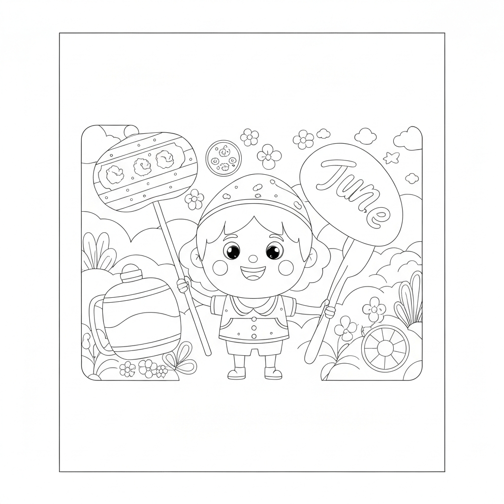 6月の詳細なぬりえページ