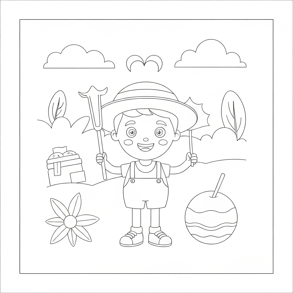 6月の簡単なぬりえページ
