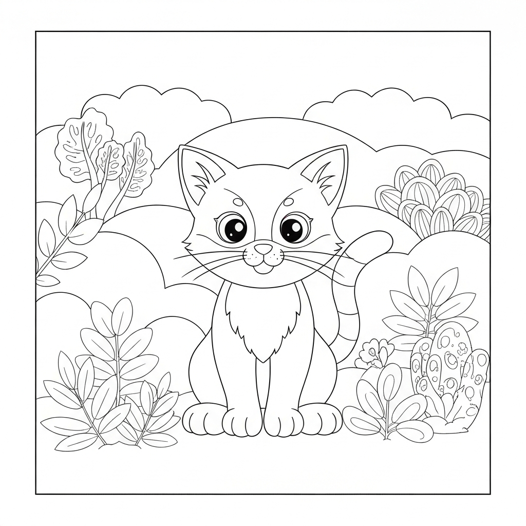 Kätzchen Katze Cartoon-Malvorlage
