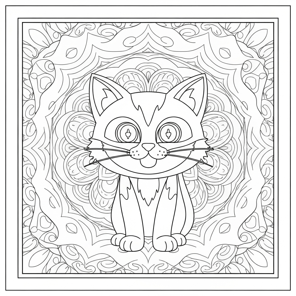 Kätzchen Katze Mandala-Malvorlage