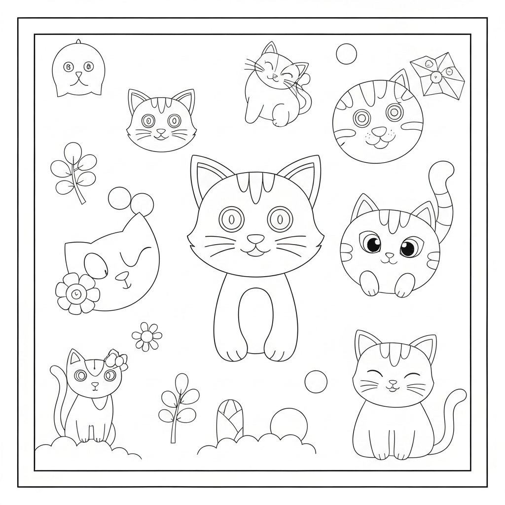 Kätzchen Katze Muster-Malvorlage