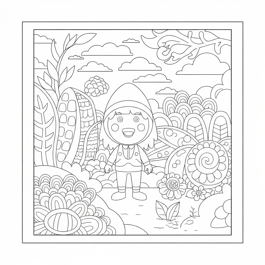 labubu abstract coloring page