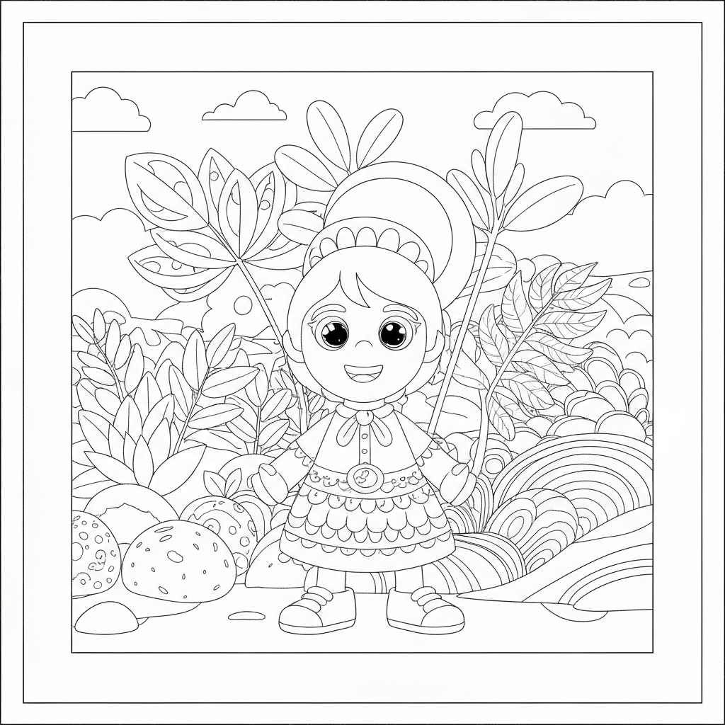 labubu decorative coloring page