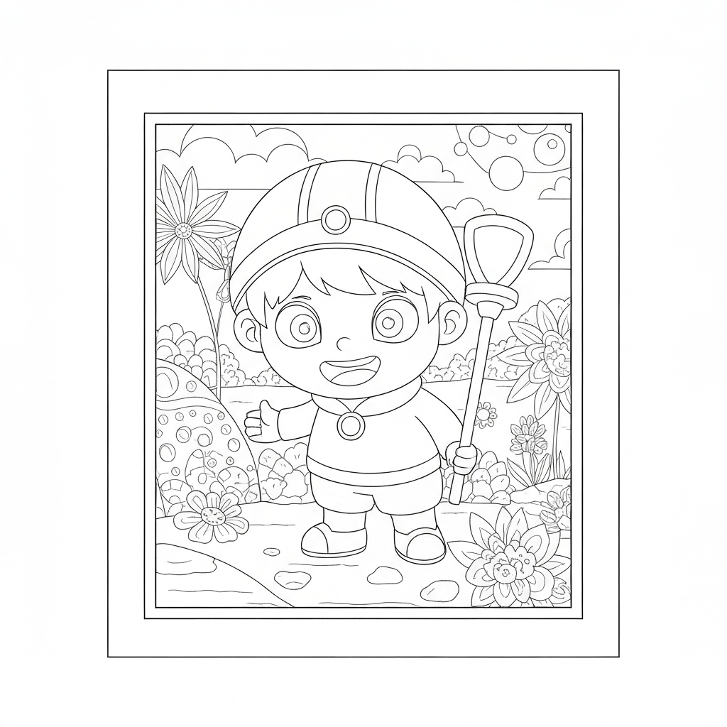 labubu detailed coloring page