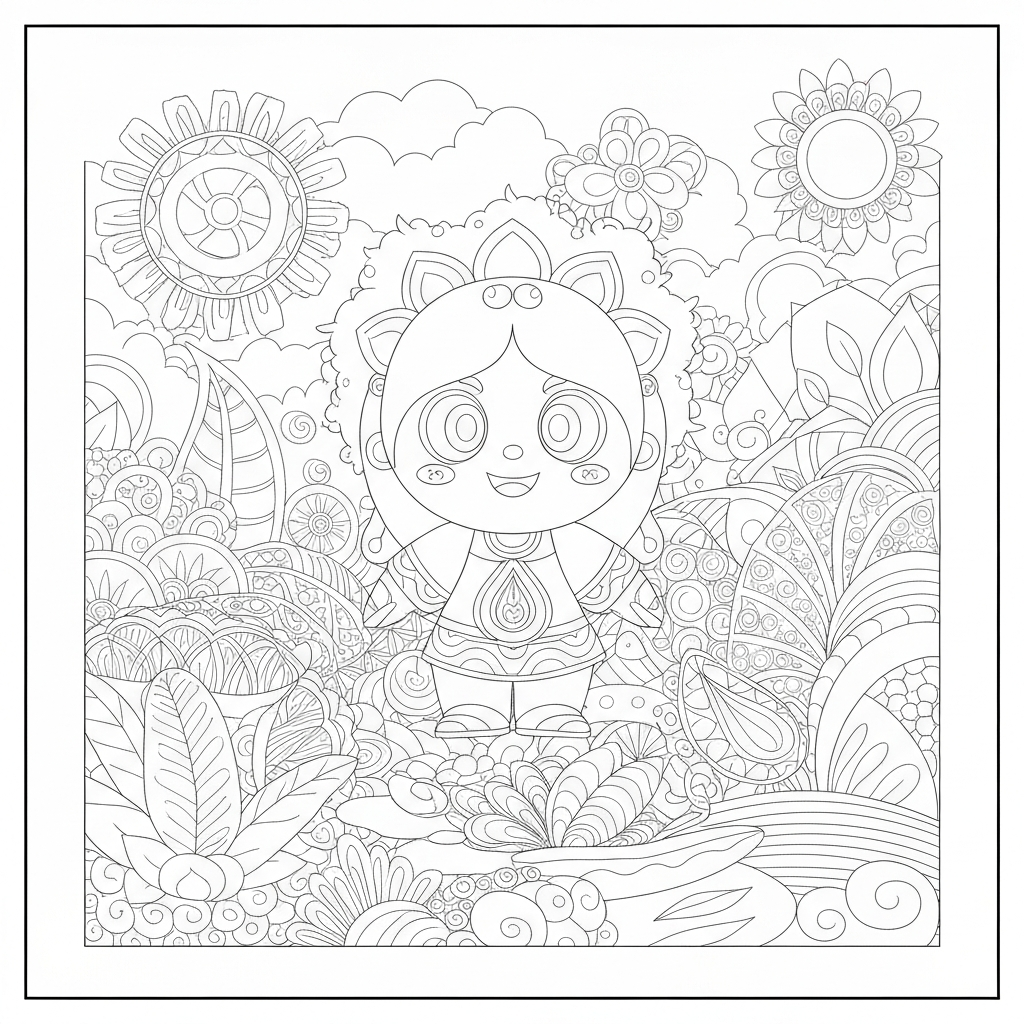 labubu mandala coloring page