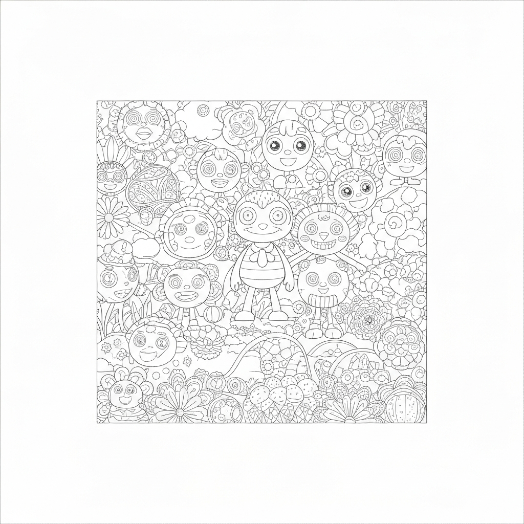 labubu pattern coloring page