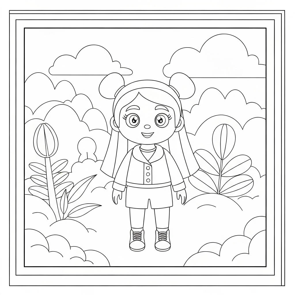 labubu portrait coloring page