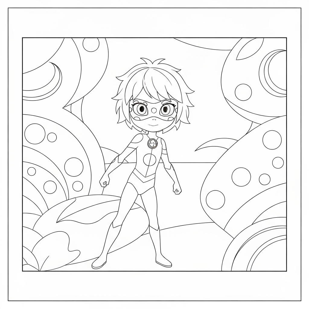 ladybug cat noir abstract coloring page