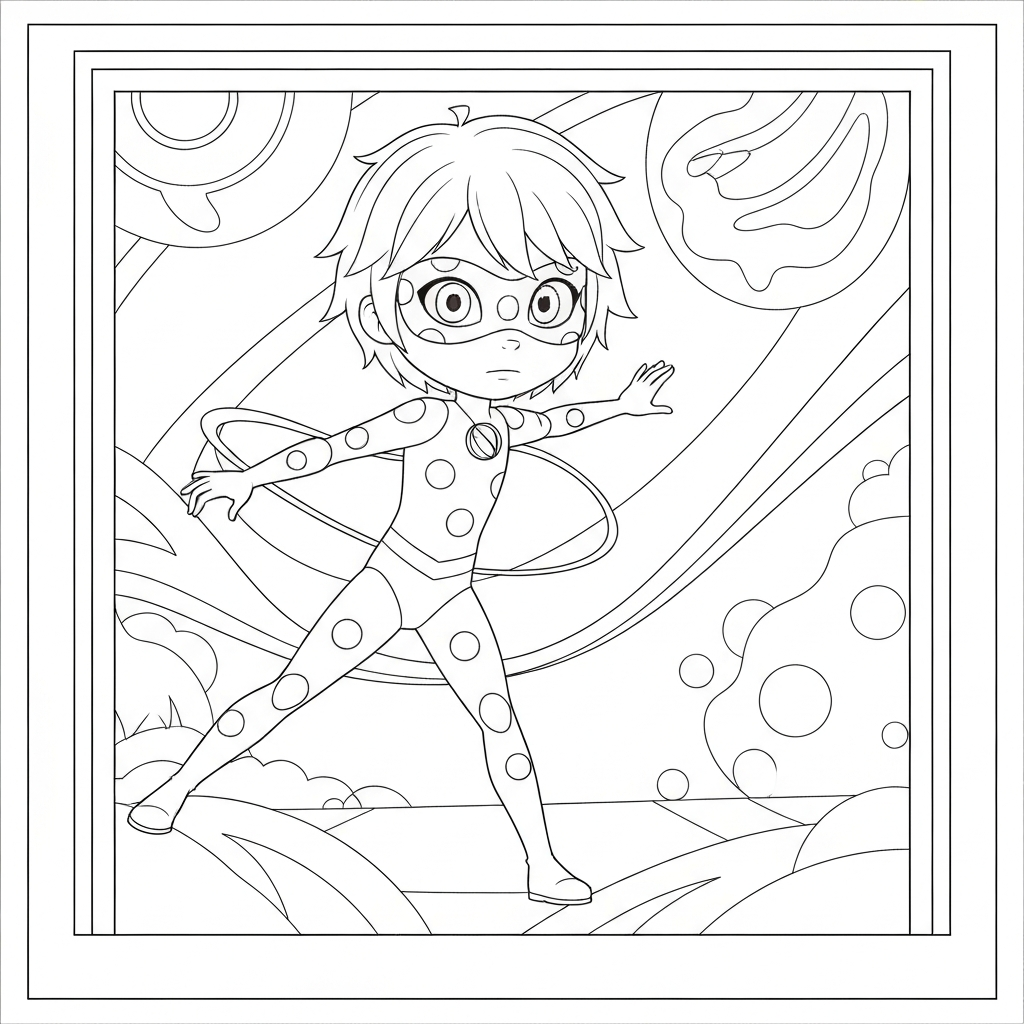 ladybug cat noir action coloring page