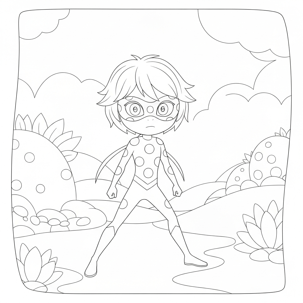 ladybug cat noir cute coloring page