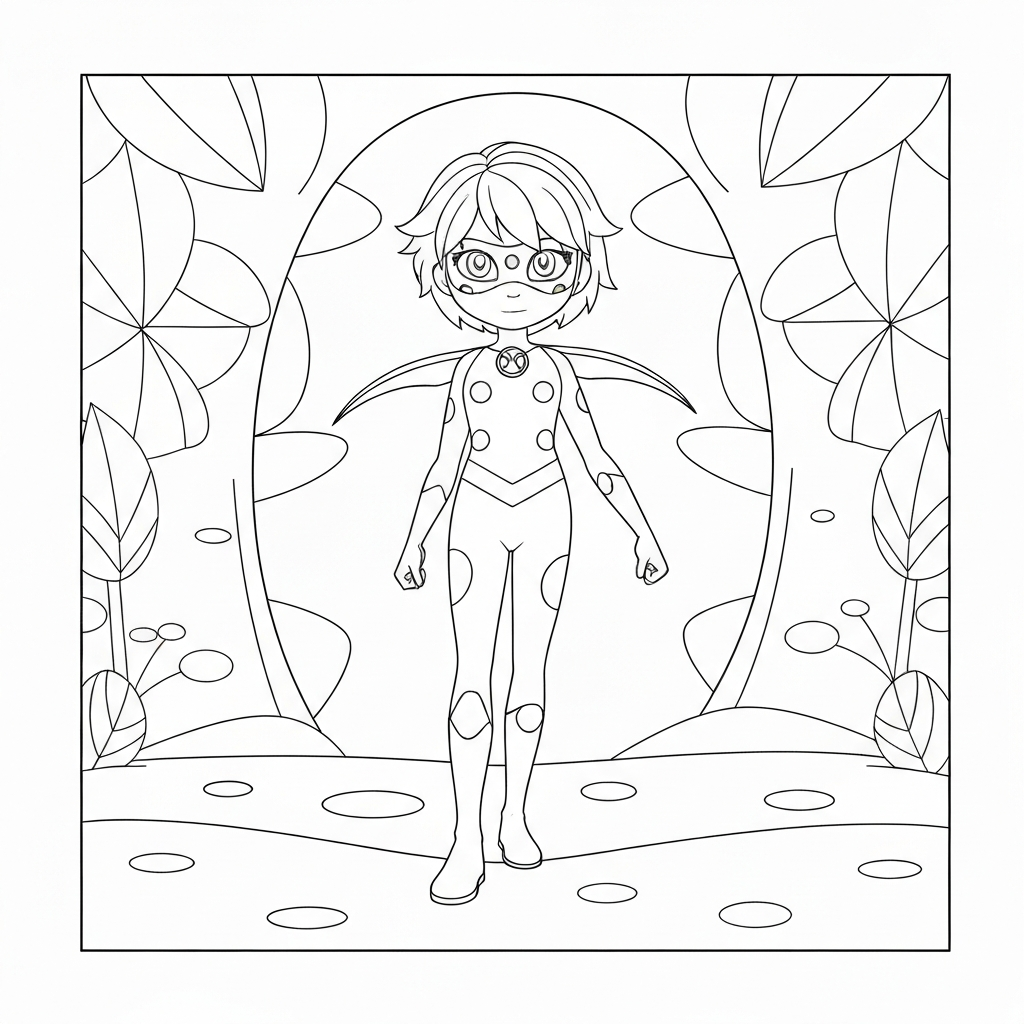 ladybug cat noir easy coloring page