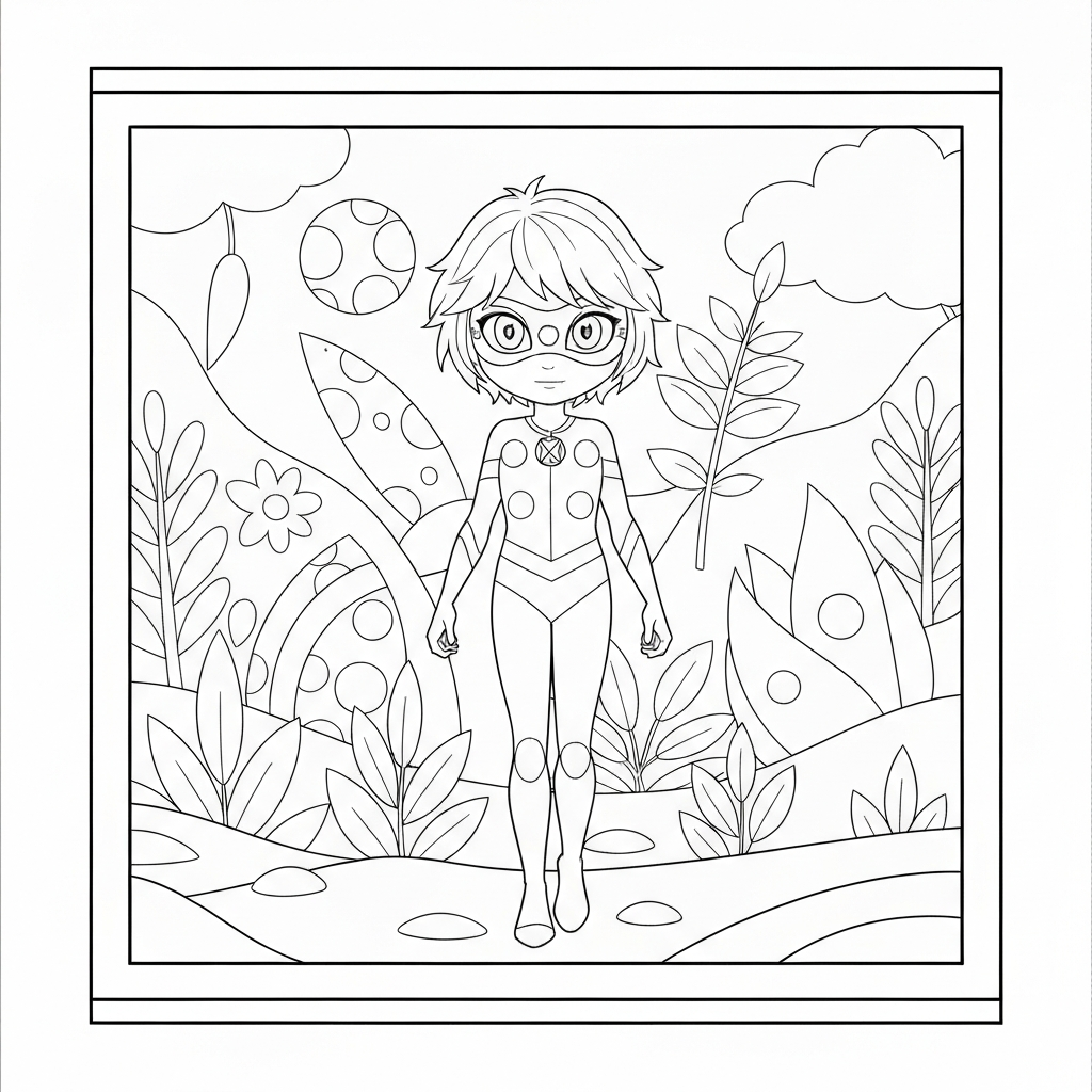 ladybug cat noir flowers coloring page
