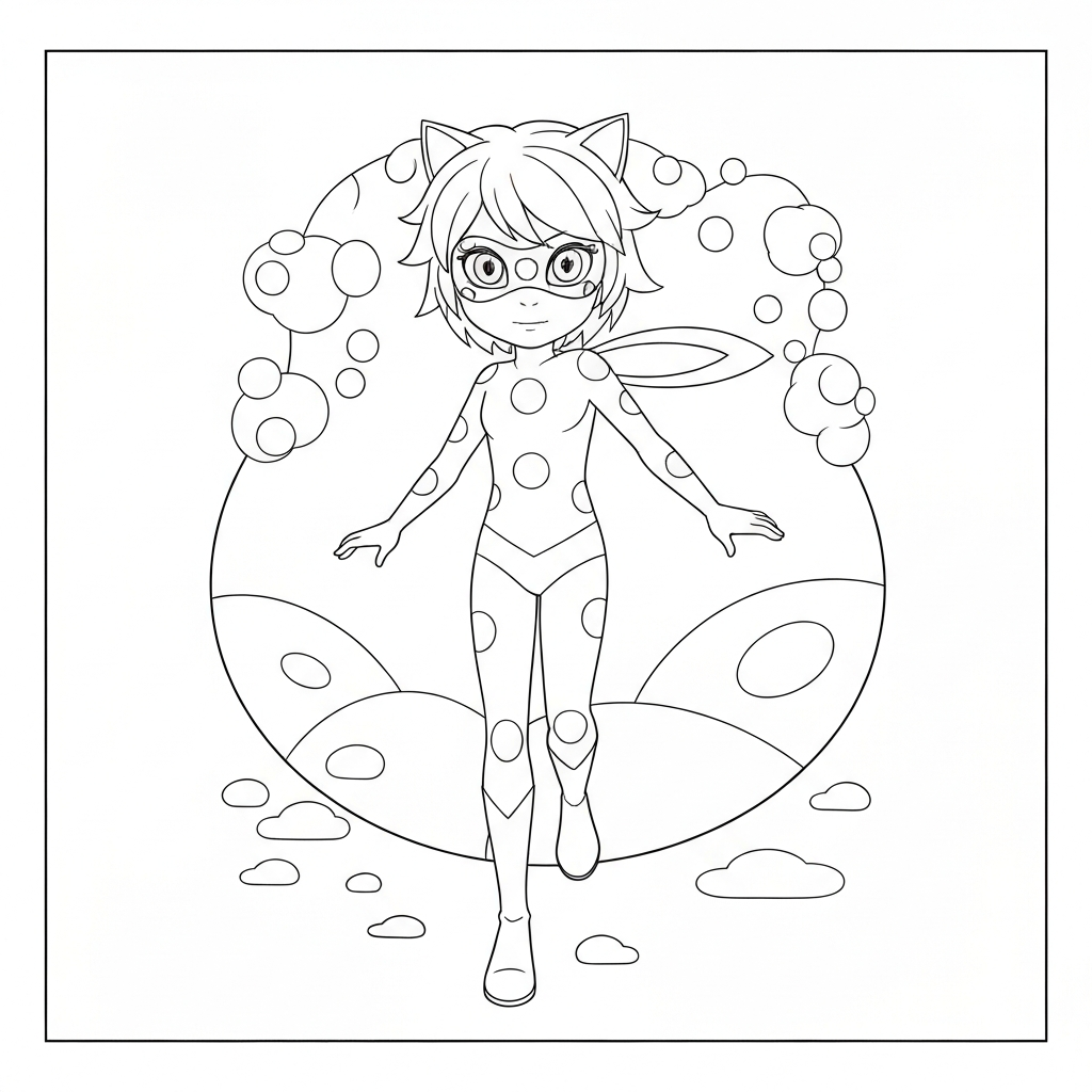 ladybug cat noir portrait coloring page