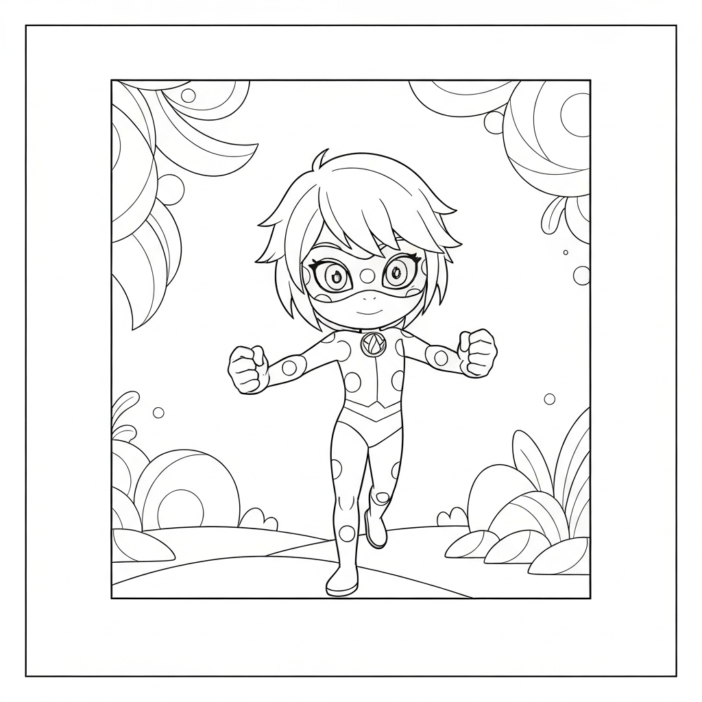 ladybug cat noir simple coloring page