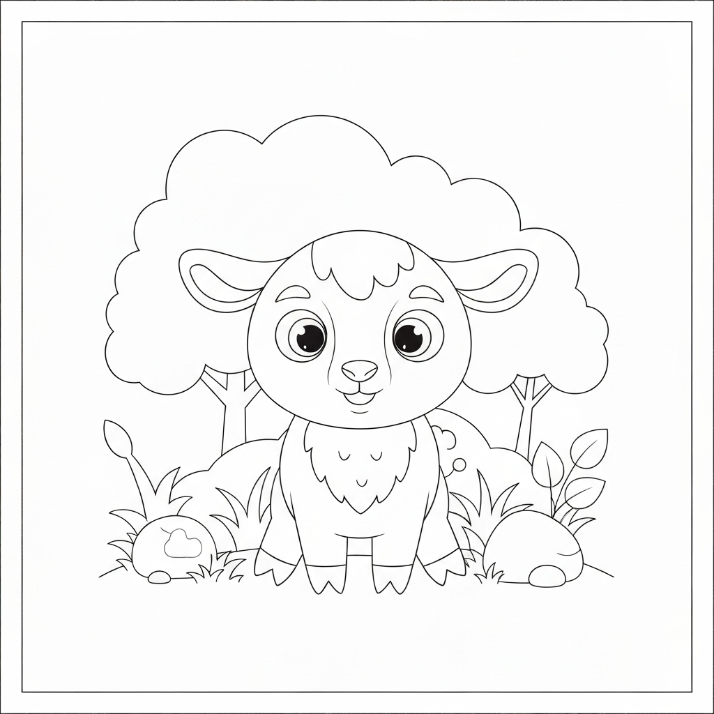 lamb cartoon coloring page