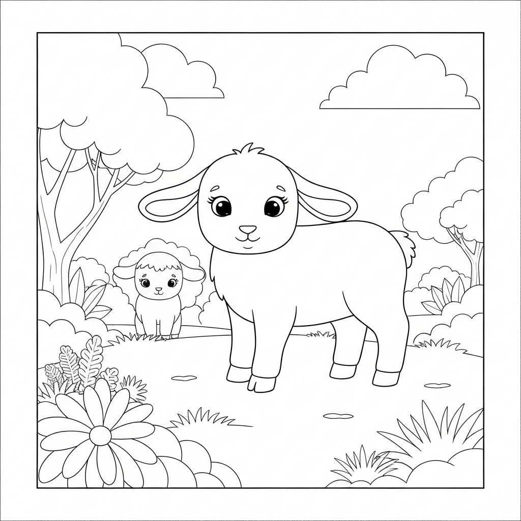 lamb cute coloring page
