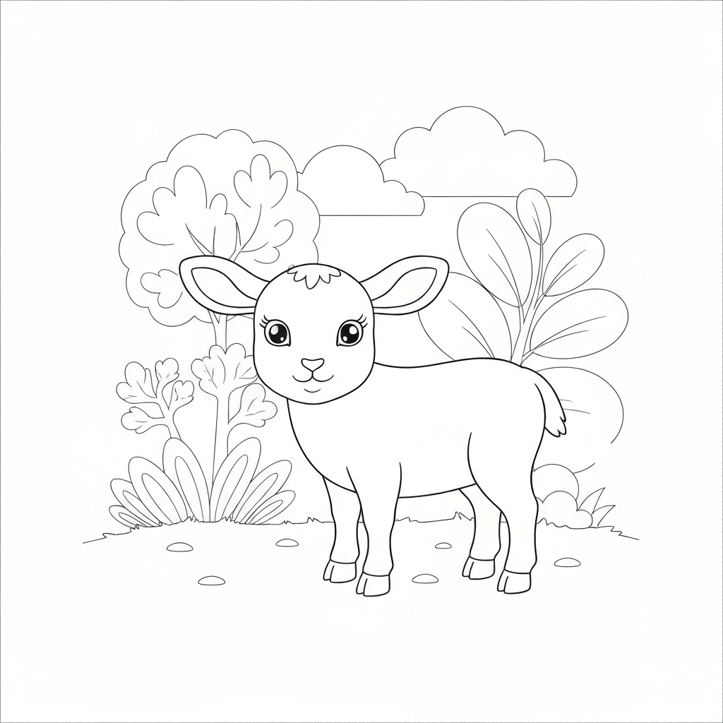 lamb detailed coloring page