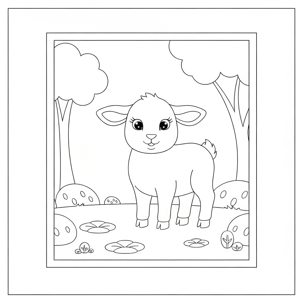 lamb easy coloring page