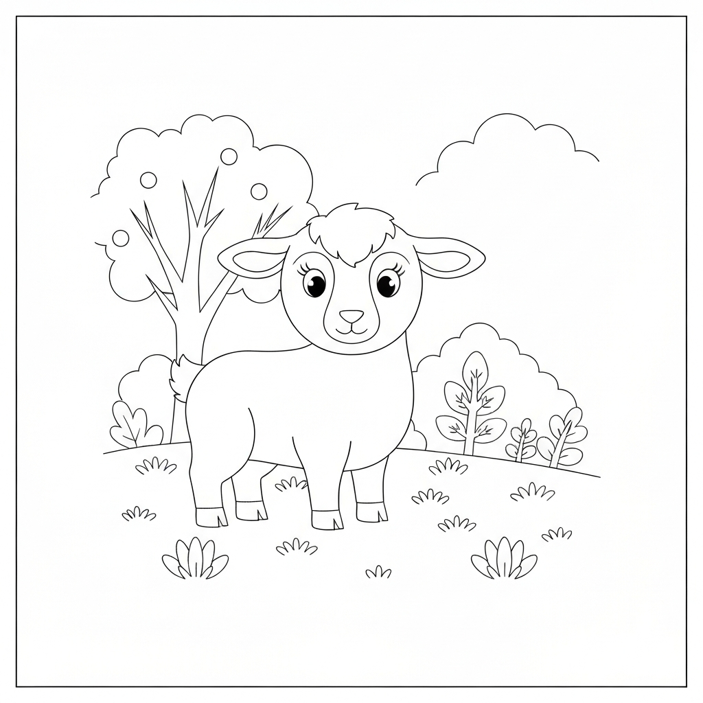 lamb simple coloring page