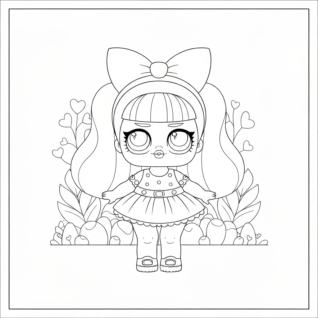 página para colorir fofa de lol doll