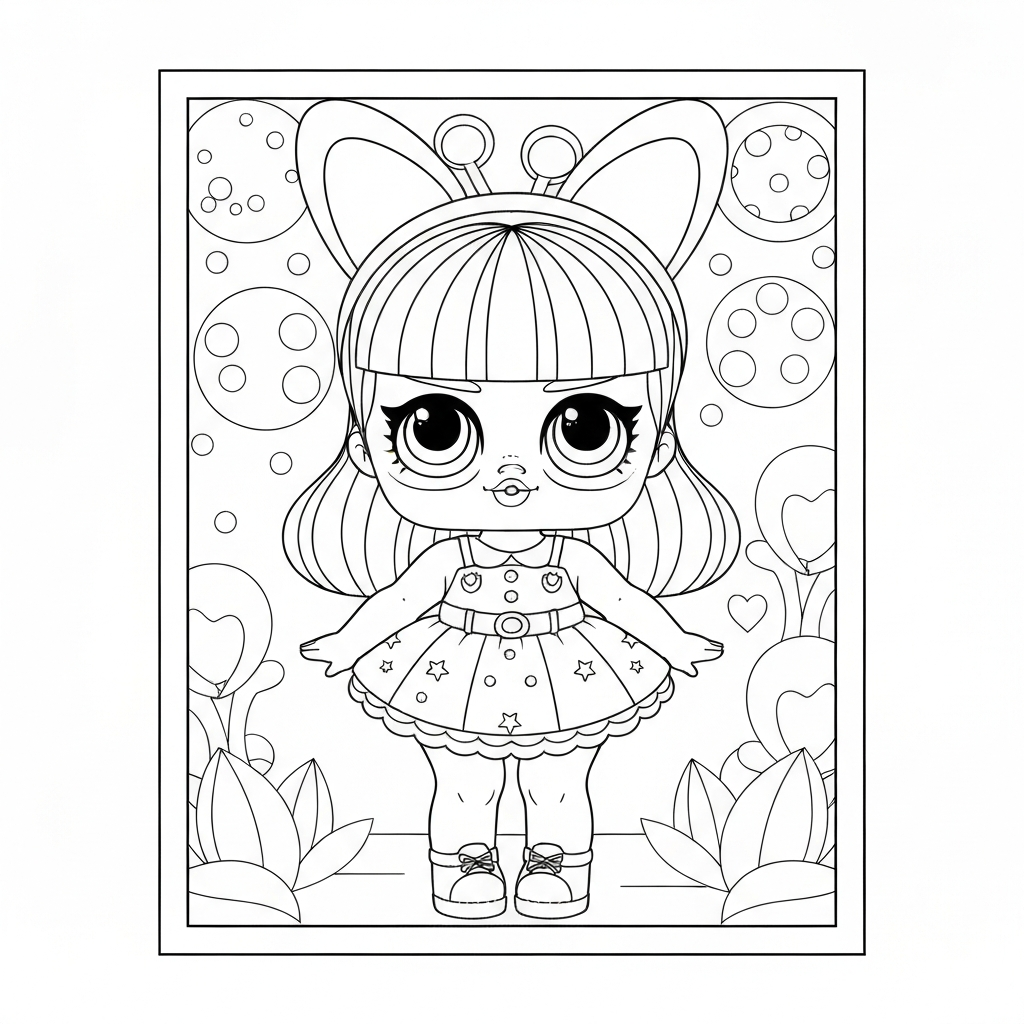 página para colorir decorativa de lol doll