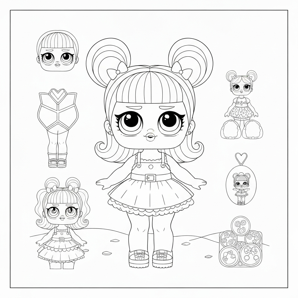 página para colorir detalhada de lol doll