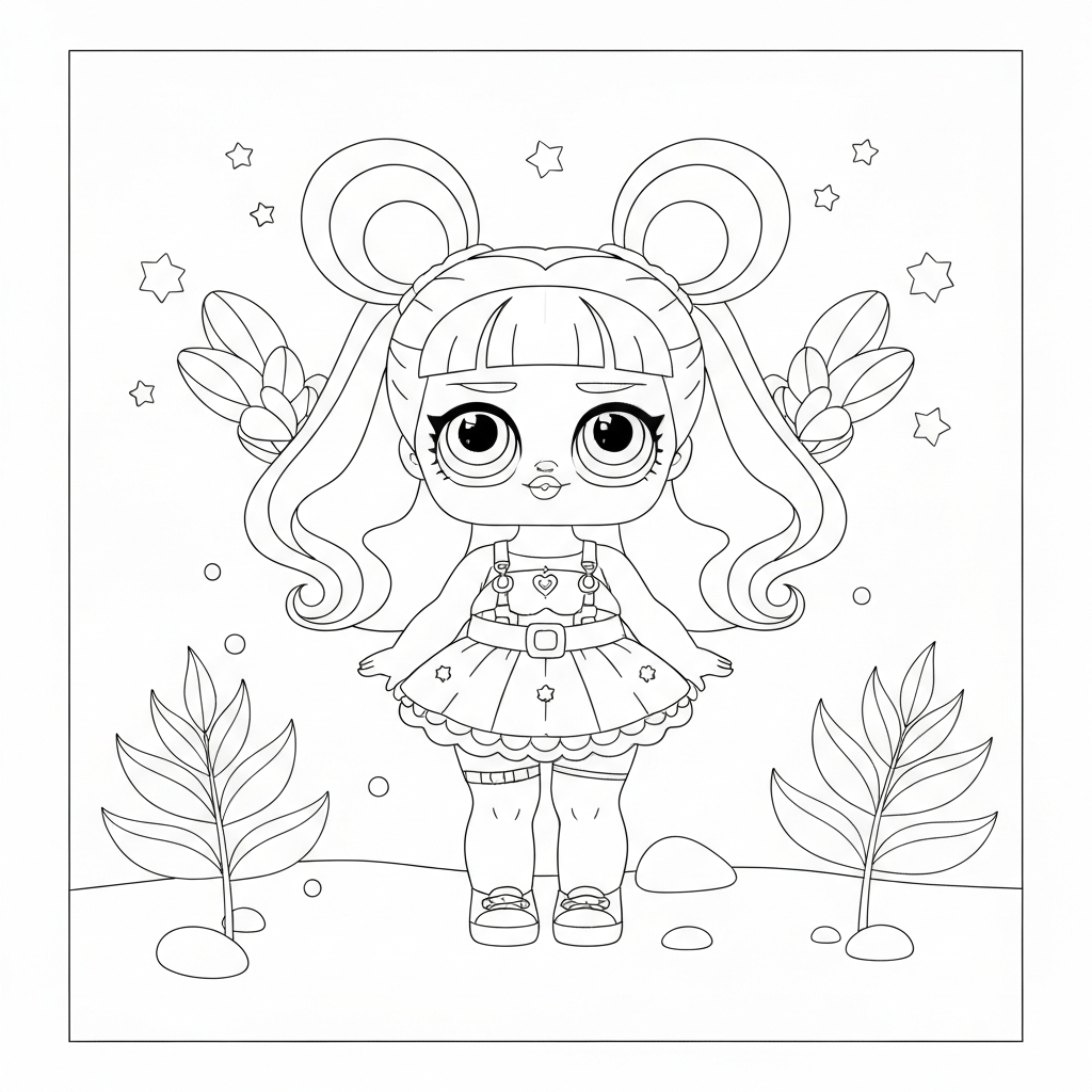 página para colorir fácil de lol doll